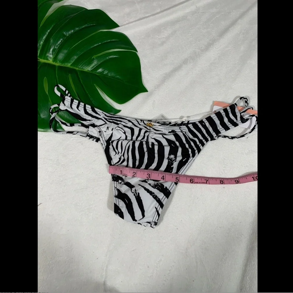 NWT $64 PilyQ Zebra Print Brazilian Bikini Bottoms‎